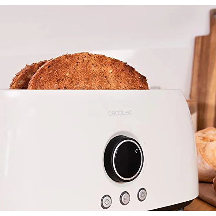 Cecotec Tostadora digital ClassicToast 8000, 2 Extra breiten und langen Schlitzen, 1500W, 6 Bräunungsstufen, inkl. Brötchenaufsatz, beige double  – Bild 5
