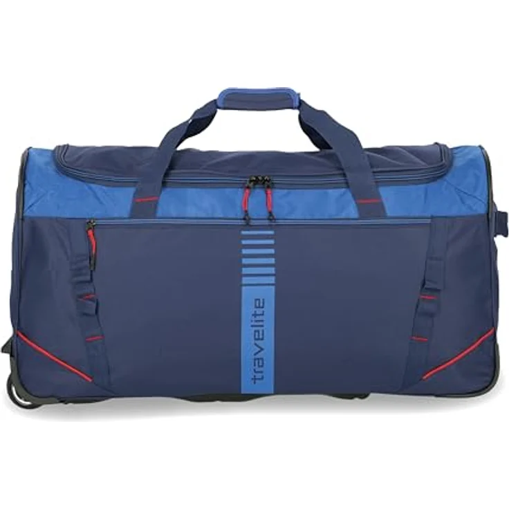Travelite Basics Koffer, geräumig und robust, blau-rot, 86 l, XL (ab 115 l) – Bild 1