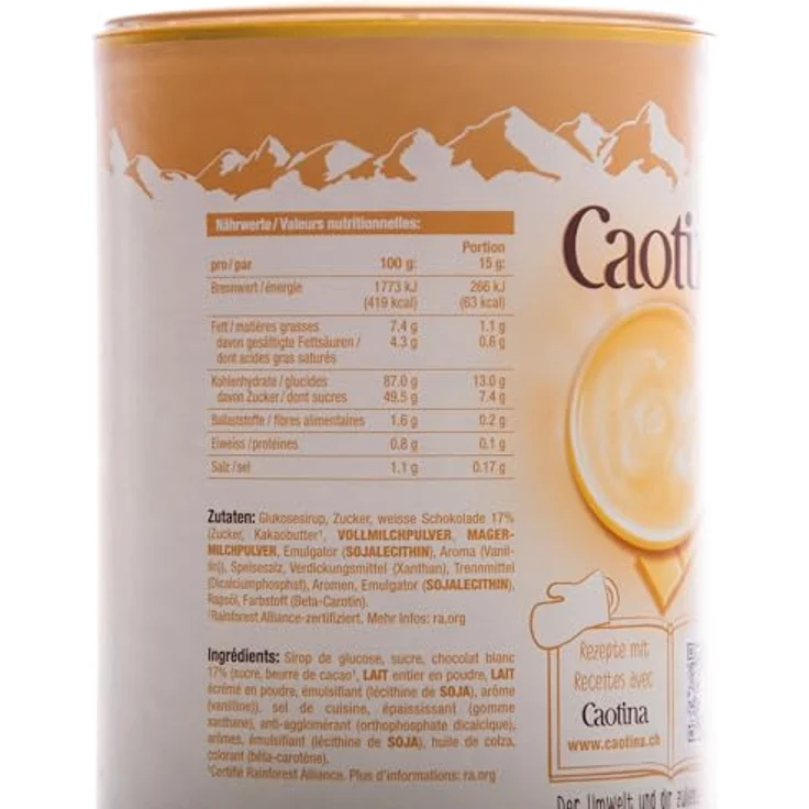 Caotina blanc, Kakao Pulver mit weißer Schweizer Schokolade, heiße Schokolade, Trinkschokolade, 3er Pack, 3 x 500g – Bild 3