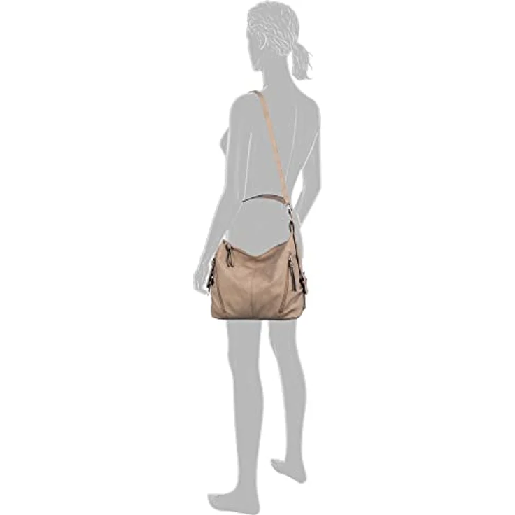 Tom Tailor Caia Schultertasche, geräumige Handtasche mit zwei Reißverschlussfächern, 37 cm, beige – Bild 4