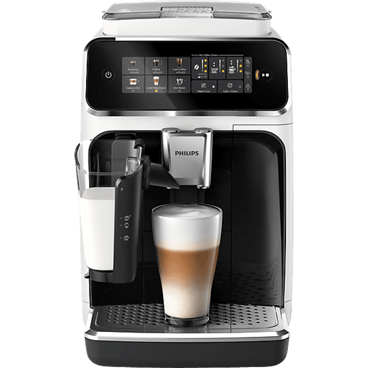 PHILIPS EP3343/50 Serie 3300 LatteGo 6 Kaffeespezialitäten Kaffeevollautomat Weiß/Klavierlack-Schwarz