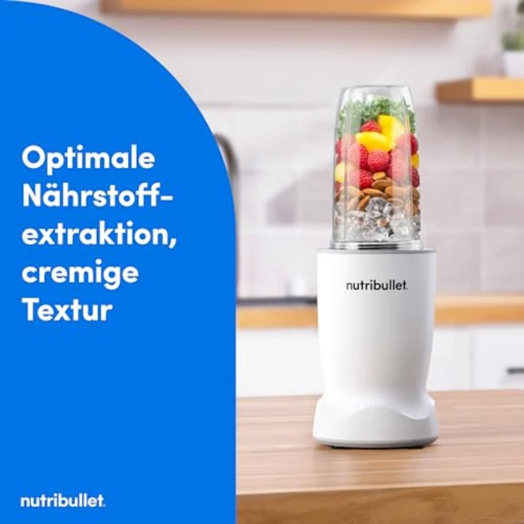 NutriBullet Turbo 1000W, Mixer & Smoothie Maker mit 1000 Watt Motor, 45-Sekunden Auto-Zyklus, Hochleistungsmixer für Proteinshakes, gefrorene Früchte & Nüsse, Weiß (NBT1004MW) – Bild 2