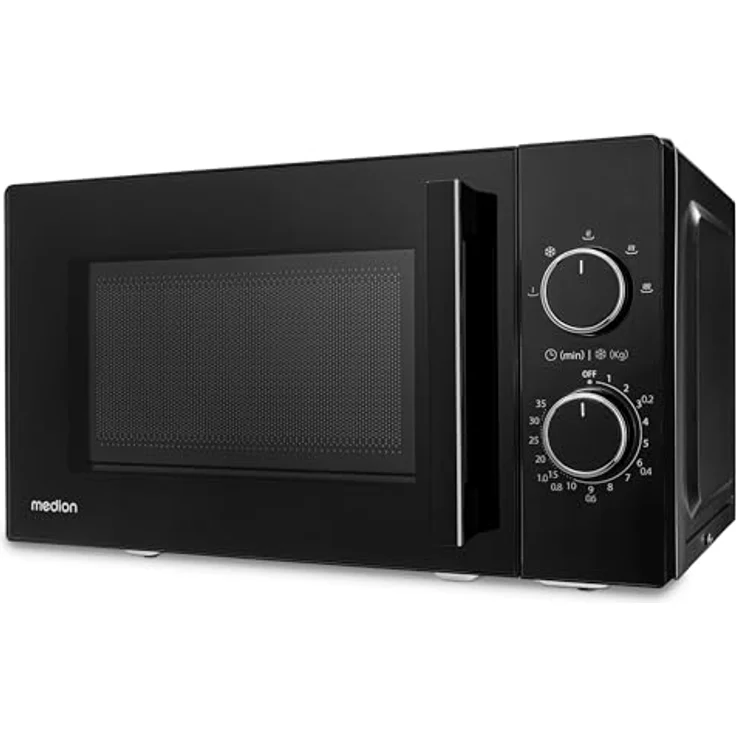 MEDION Mikrowelle MD12011 (20 Liter, 800 Watt, 5 Mikrowellenstufen, Auftaufunktion, Timer, Glasteller, kompakt) in Schwarz – Bild 4