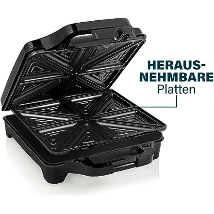 Princess Supreme XXL Sandwichmaker, für 4 Sandwiches, 1600 Watt, extra große Grillfläche 27,8 x 25,6 cm, Überhitzungsschutz, Anti-Rutsch-Füße, antihaftbeschichtet, silber, schwarz – Bild 3