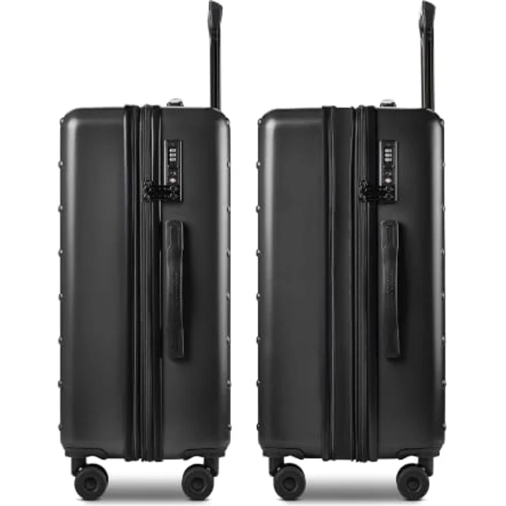 Roberto Cavalli Florence 4 Rollen Kofferset, 3-teilig mit Dehnfalte, schwarz, 100% Polyurethan, 47 cm x 29 cm x 74 cm – Bild 4