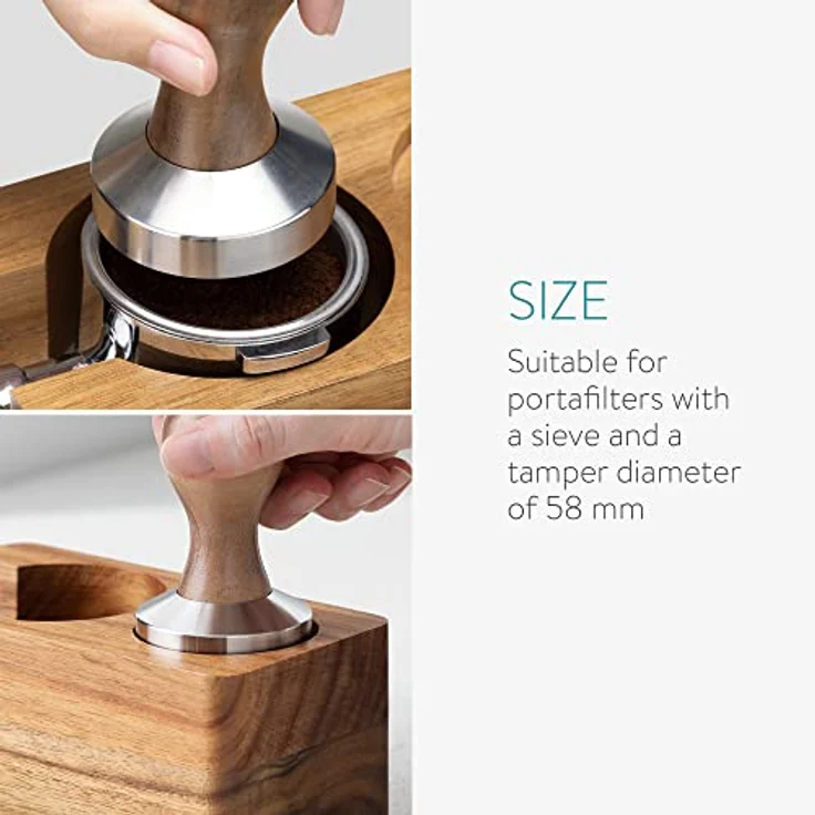 Navaris Tamperstation 58mm aus Akazienholz - Holz Tamper Station für Siebträger - Abklopfbehälter Abklopfer - Barista Zubehör - Natur braun – Bild 4