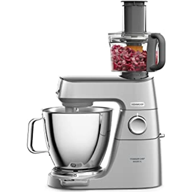 Kenwood MultiPro KAH65.000PL Multi-Zerkleinerer, Zubehör für Kenwood Chef & Chef XL Küchenmaschinen, 5 Arbeitsscheiben für Reiben, Raspeln, Schneiden, Edelstahl-Messer, 1,2 L Fassungsvermögen, Silber – Bild 2