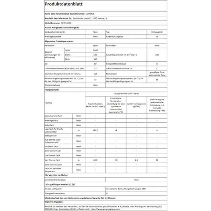 GORENJE RKI514D22 Einbau-Kühl-Gefrier-Kombination, 208 Liter Gesamtvolumen, Edelstahl, Inverter-Kompressor, FrostLess – Bild 8