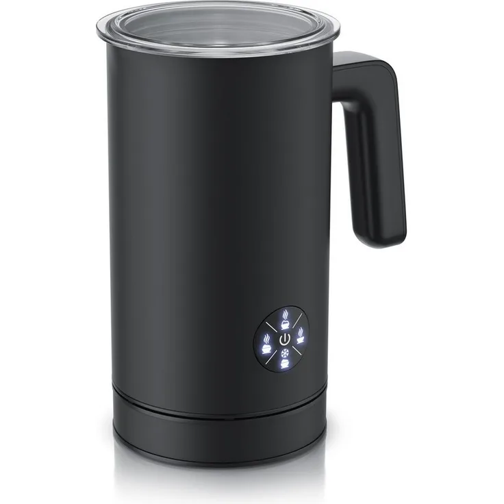 Arendo Milchaufschäumer elektrisch, 4 Programme, Doppelwandgehäuse, 500 W, Heiß & Kaltaufschäumen (150 & 300 ml) für Cappuccino / Latte Macchiato, Schwarz