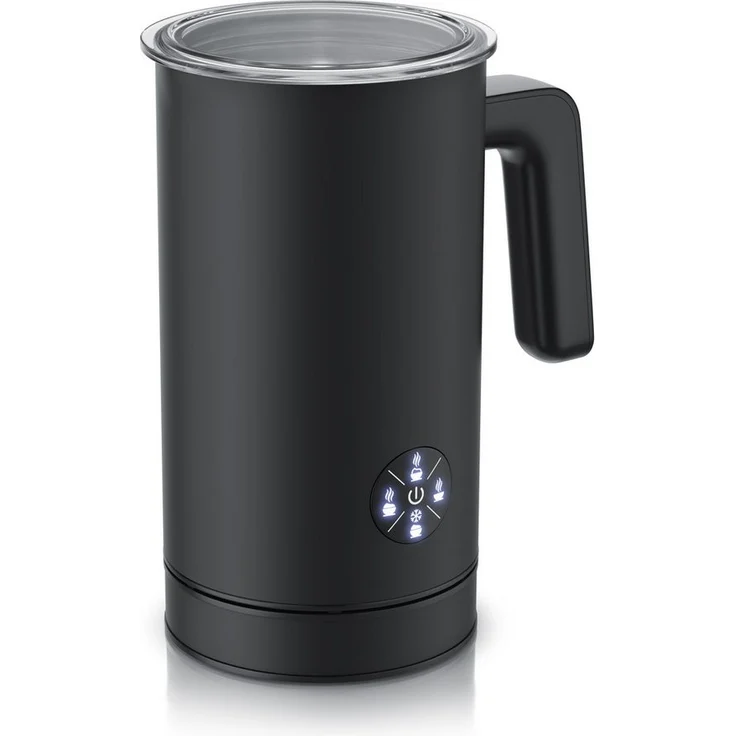 Arendo Milchaufschäumer elektrisch, 4 Programme, Doppelwandgehäuse, 500 W, Heiß & Kaltaufschäumen (150 & 300 ml) für Cappuccino / Latte Macchiato, Schwarz
