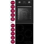 PKM Herd Set Backofen nur 45 cm breit Induktionskochfeld Umluft Timer, rahmenlos, schwarz