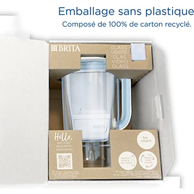 BRITA Karaffe aus blauem Glas (2,5 l) mit 1 x BRITA MAXTRA PRO All-in-1 Filterkartusche - reduziert Zahnstein, Chlor, bestimmte Verunreinigungen und bestimmte Metalle – Bild 5