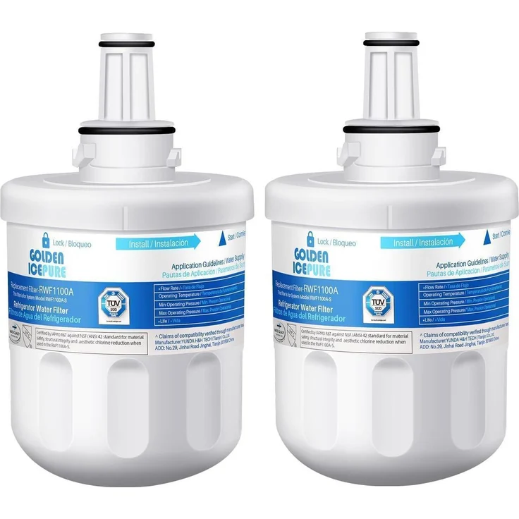 GOLDEN ICEPURE Kühlschrank Wasserfilter 2 Stück, kompatibel mit Samsung DA29-00003F/G/B/A, DA97-06317A, Premium Filtermaterial und innovative Mehrschicht-Filtertechnologie