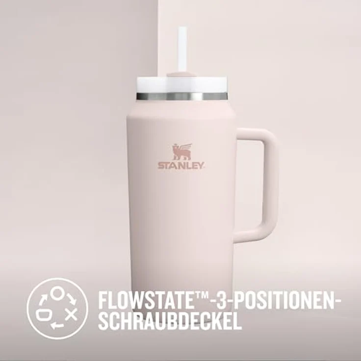 STANLEY 1913 Quencher H2.0 FlowState Trinkflasche 1.9L, BPA-frei, Thermobecher mit Strohhalm, Kühlt 15 Stunden, eisgekühlt 60 Stunden, spülmaschinenfest, Rose Quartz – Bild 3