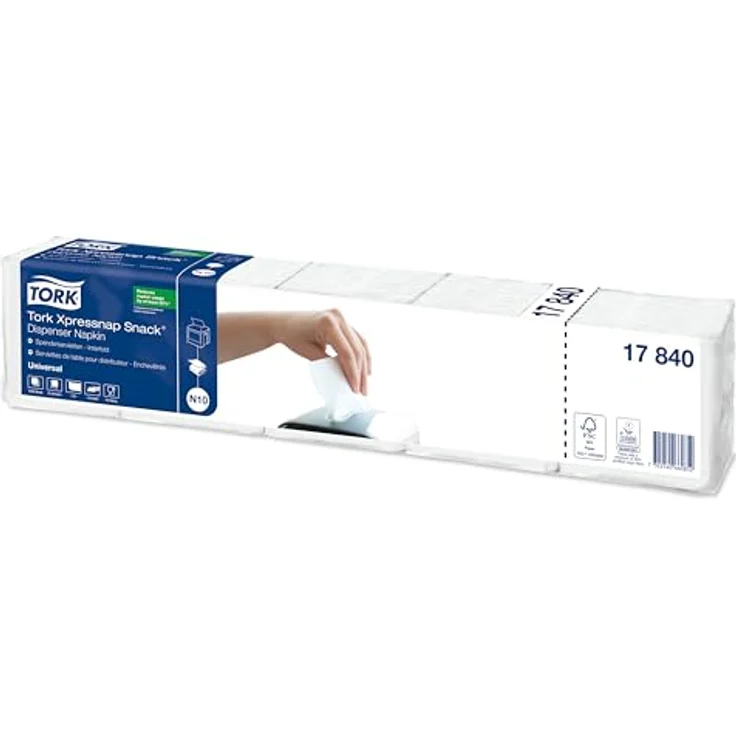 Tork Spenderservietten, 1-lagige Snackservietten für N10 Serviettenspender, weiß, 8er Pack – Bild 2