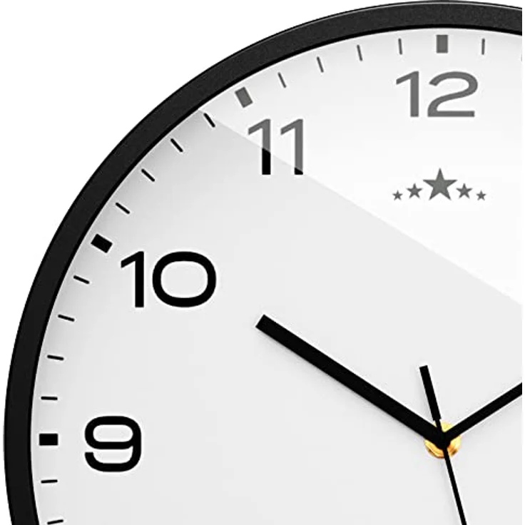 Monzana Wanduhr Funk Automatische Zeitumstellung Geräuscharm Sekundenzeiger Quarzuhrwerk Analog 31 cm Hohe Genauigkeit Haushalt Funkuhr Uhr Schwarz Weiß – Bild 3