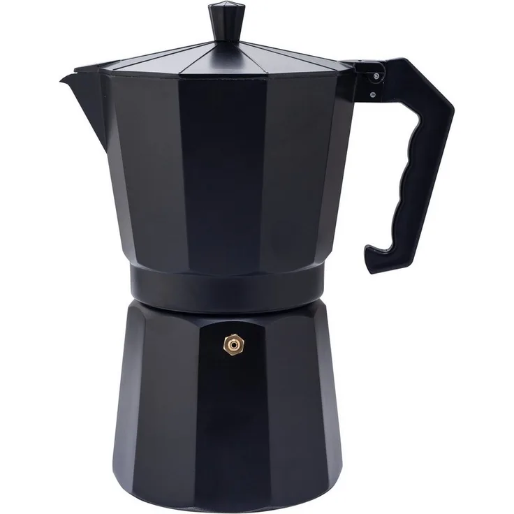 Cheffinger Espressokocher Mokka Pot, 6 Tassen Kapazität, schwarz