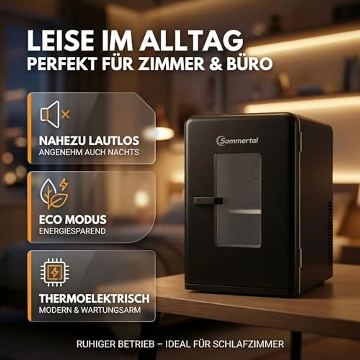 Sommertal Getränkekühlschrank KS15, 15 Liter Volumen, AC/DC Betrieb, leise & tragbar, Schwarz – Bild 6