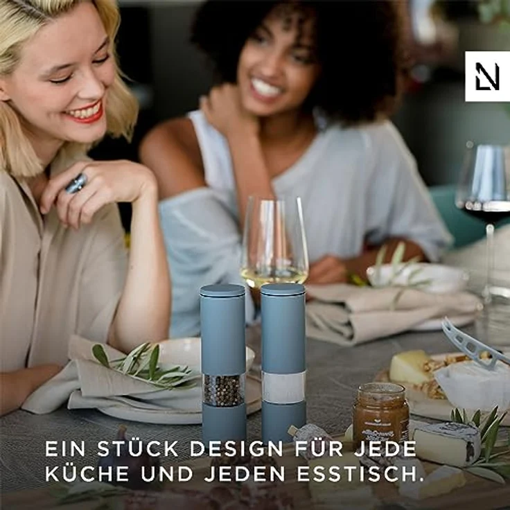 LARS NYSØM Salz und Pfeffer Mühle 2er Set Manuell mit einstellbarem Keramik-Mahlwerk von grob bis fein I Design Gewürzmühlenset (2 Stück) (Snow White) – Bild 5