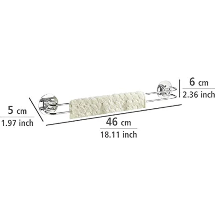 WENKO Turbo-Loc® Handtuchstange - Befestigen ohne bohren, Stahl, 46 x 6 x 5 cm, Chrom – Bild 4