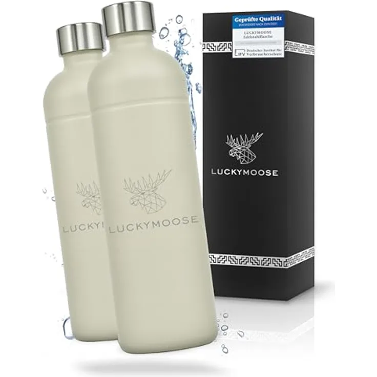 Luckymoose Wassersprudler Flasche Infinity, Edelstahl, spülmaschinenfest, 0,75-1,25 Liter, für Aarke Carbonator 3, Philips GoZero & Brita SodaOne