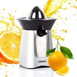 Duronic JE6 SR Kompakter elektrischer Edelstahl-Entsafter | Zitruspresse | Orangenpresse | Saftpresse 100W | 2 Presskegel | Ideal für Zitrussäfte wie Orangen und Zitronen