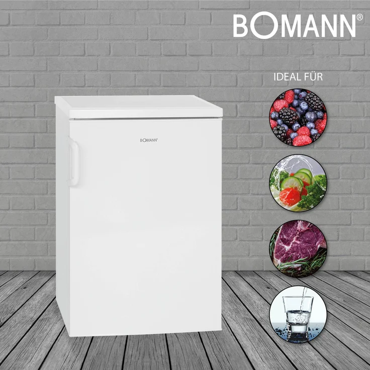 Bomann VS 2195.1 Kühlschrank, freistehend, weiß, Abtauautomatik, LED, Breite 56 cm, Energieklasse D – Bild 5