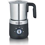 SEVERIN Milchaufschäumer, elektrischer Milchaufschäumer mit Edelstahl-Milchbehälter, Milchschäumer für kaltes und warmes Aufschäumen, schwarz/silber/Edelstahl, SM 3588