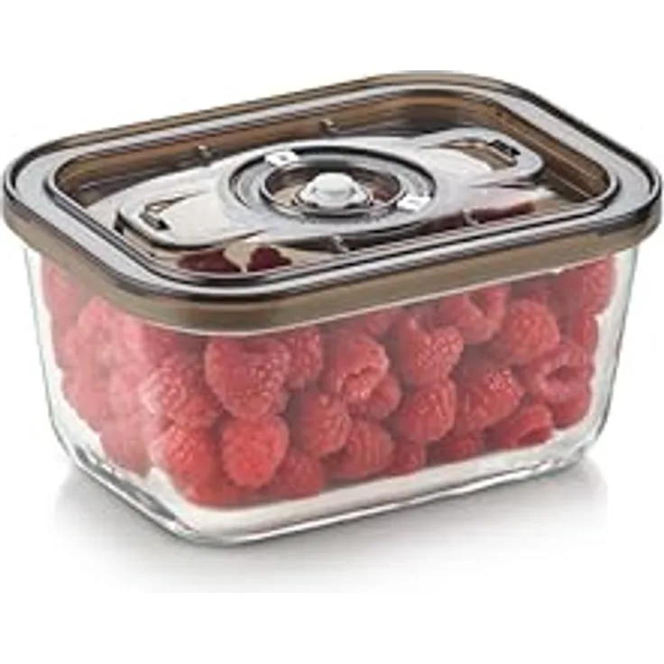Caso VacuBoxx Eco M, Vakuum-Frischebehälter aus Borosilikatglas, 800 ml, BPA-frei, spülmaschinenfest, gefriergeeignet, backofenfest bis 350 °C