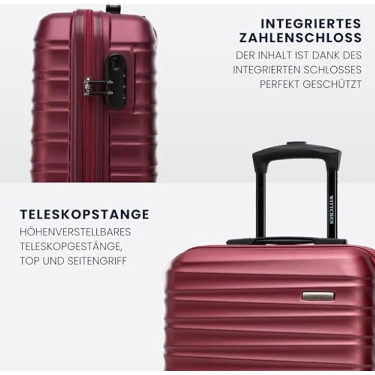 WITTCHEN Reisekoffer 3er Set, Hartschale ABS, 4 Spinner-Rollen, Zahlenschloss, kastanienbraun, für Airlines geeignet – Bild 5