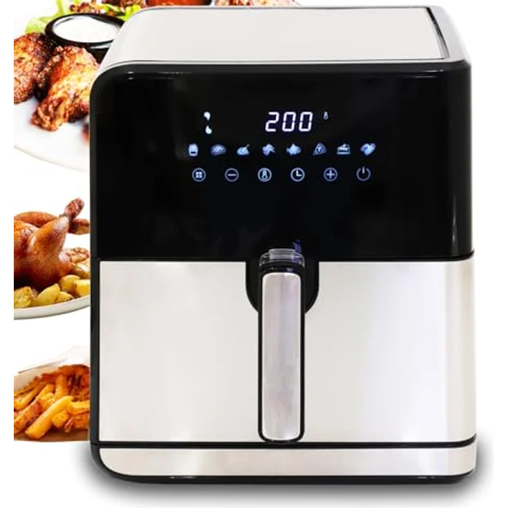 DMS XXL 8 Liter Heißluftfritteuse | Backofen | Heißluftgrill | Cooker | fettfrei und ohne Öl | inklusive 8 Programmen und digitalem Touch Display | 1800 Watt – Bild 4