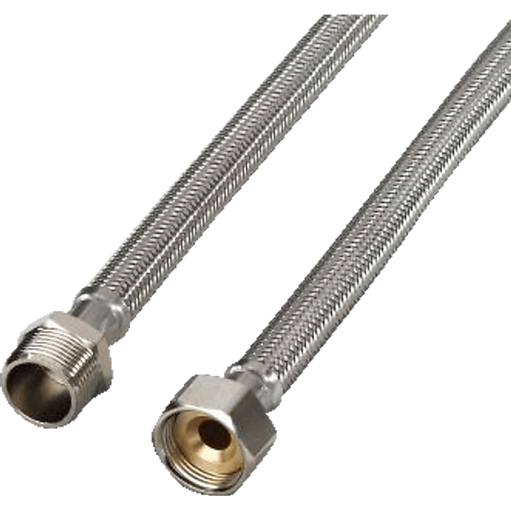 KOENIC KWSH-0200, 2 m Panzer-Zulaufschlauch-Verlängerung, flexible und knickfeste Bauweise, silber