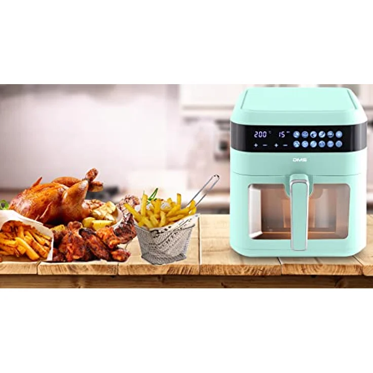 DMS XXXL 7 Liter Heißluftfritteuse | fettfrei und ohne Öl | 10 Programmen | digitales Touch Display | Timer | HFG-7 (Green) – Bild 4
