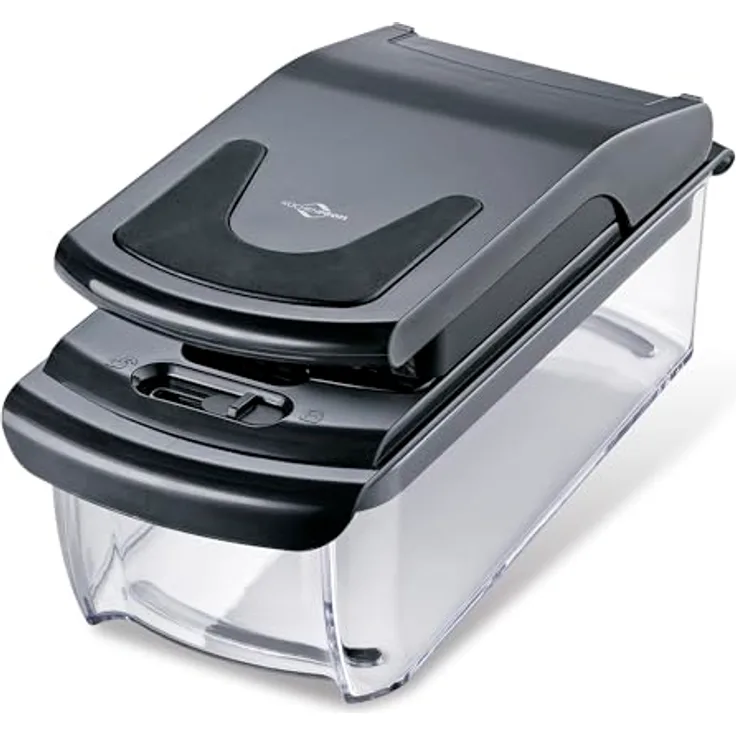 Küchenprofi Zwiebel-/Gemüsewürfler FIX PLUS | Kunststoff/Klingenstahl | Gemüseschneider | Würfelschneider Zwiebeln, Gurken, Karotten | Obst Multi Schneider | Stifte, Würfel, Scheiben | Robust & Vielseitig | Inkl. Reinigungs-Tool