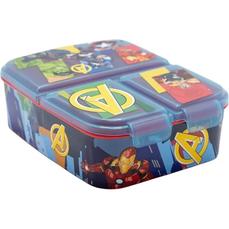 The AVENGERS Brotdose, Lunchbox mit 3 Fächern, Captain America, Hulk, Iron Man, für Kinder ab 3 Jahren, Kunststoff, 18 x 5,5 x 13,5 cm – Bild 2