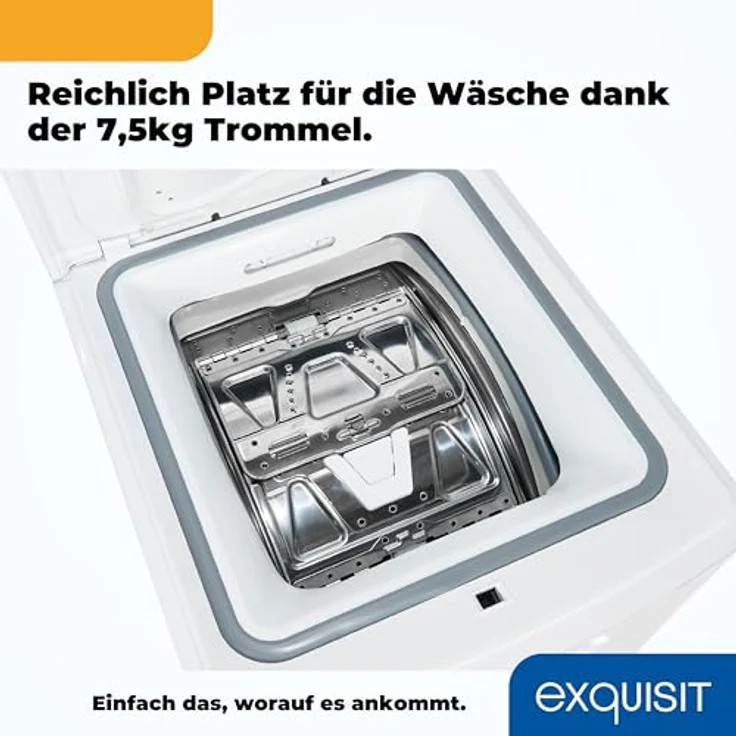 Exquisit LTO1207-030A, Toplader Waschmaschine 7,5 kg, Energieklasse A, 1200 U/Min, weiß, Startzeitvorwahl, Kurzprogramm – Bild 8