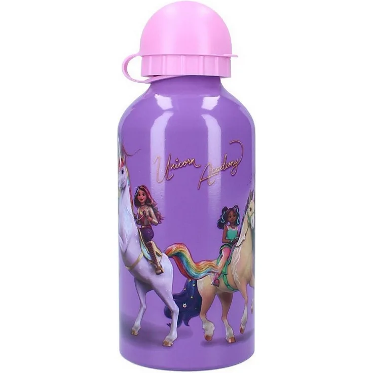 Unicorn Academy Trinkflasche 500 ml Aluminiumflasche, lila mit Einhorn-Motiv von Sophia und Wildstar