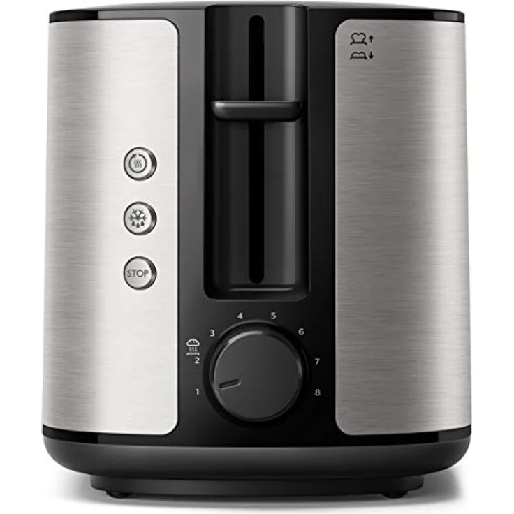 Philips HD2650-90 Toaster Edelstahl (950 W, 8 Bräunungsstufen, Brötchenaufsatz, Auftau- und Aufwärmfunktion, Stopp-Taste, Liftfunktion) – Bild 5
