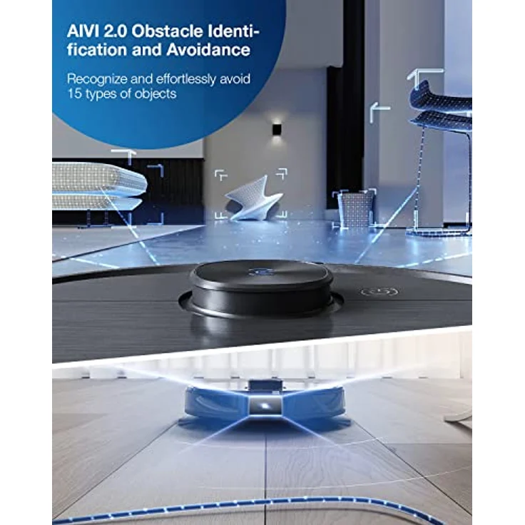 ECOVACS DEEBOT T9 AIVI Saugroboter mit Wischfunktion (3000Pa AIVI Menschen-/Hindernisvermeidung, Verwicklungsfreie AeroForce® Multi-Surface Gummi-Doppelbürste, OZMO Pro) -【Testsieger - Sehr Gut (1,5)】 – Bild 3
