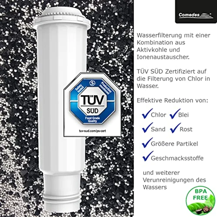 "Comedes Wasserfilter 4er Set, kompatibel mit Krups, Melitta und Nivona Kaffeeautomaten, reinigt mit Aktivkohle und Ionentauscher" – Bild 3
