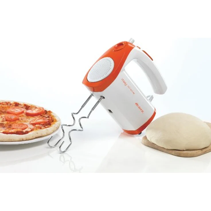 Ariete 1565-1 Mixy Elektrisches Handrührgerät, 2 Set von Schneebesen für Montage und Knethaken, 5 Geschwindigkeiten Turbo, 400 W, Kunststoff, orange, Plastik, rot-weiß – Bild 4
