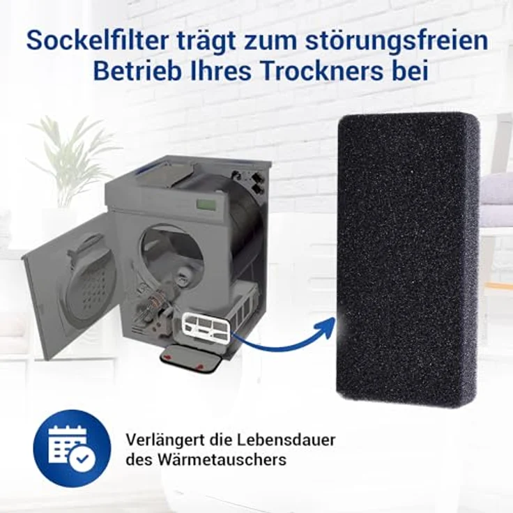 VIOKS 2x Trockner Filter Schaumstoff 225x110x30mm, Ersatz für Gorenje Wärmepumpentrockner, langlebig und waschbar – Bild 4