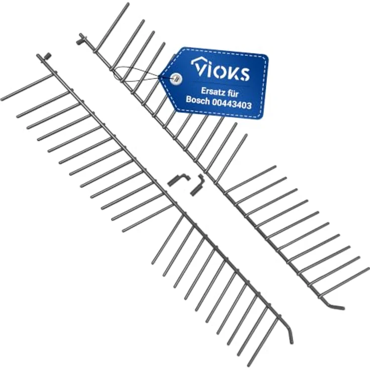 VIOKS Unterkorbeinsätze für Geschirrspüler, klappbare Tellerhalter in grau, passend für Bosch 00443403, 2er Set – Bild 1