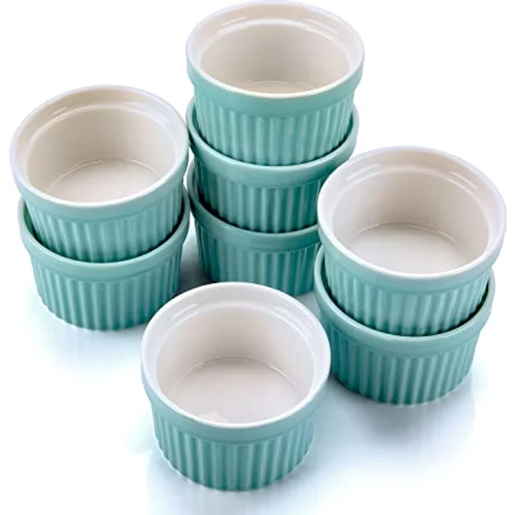 Dimono® 8er Set Dessertschalen, 170 ml, ofenfeste Keramik, gefrierschrankgeeignet, stapelbar, für Muffins und Desserts – Bild 4