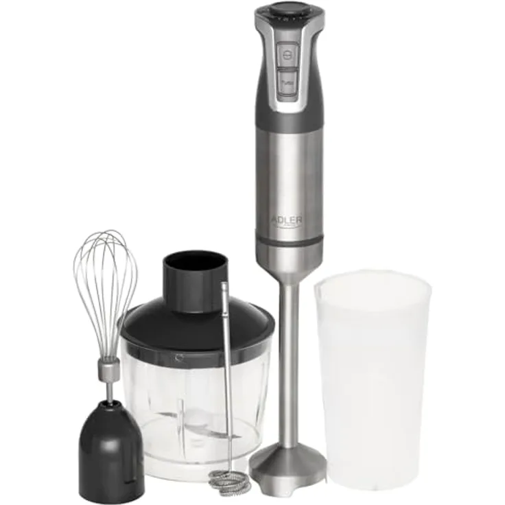 Adler Stabmixer AD 4627, 1800 W, Handmixer Set mit 20 Geschwindigkeitsstufen und Turbo Funktion, grau