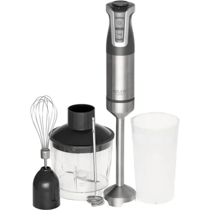 Adler Stabmixer AD 4627, 1800 W, Handmixer Set mit 20 Geschwindigkeitsstufen und Turbo Funktion, grau – Bild 1