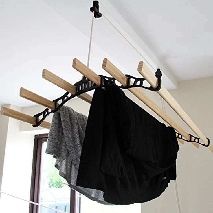 Deckentrockner aus Holz, Schwarz, 1,8 m – Bild 9
