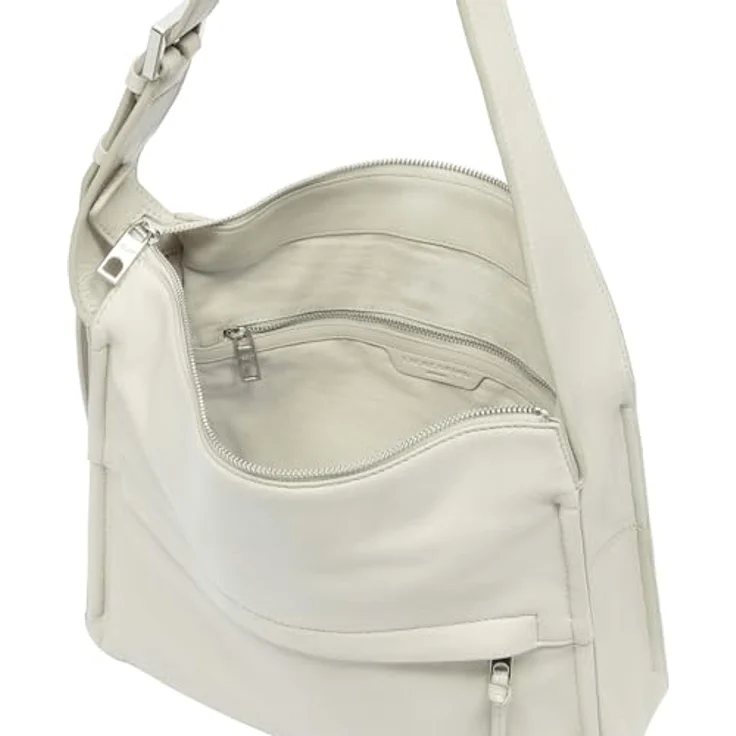 Liebeskind Berlin Sky Hobo Bag, Damen Handtasche aus natürlich genarbtem Leder, beige, mit verstellbarem Schultergurt und Reißverschlussfächern – Bild 3
