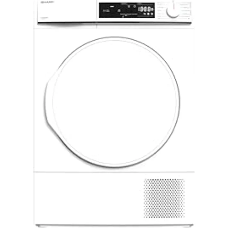 Sharp KD-NHA8S8PW3-DE Wärmepumpentrockner Frontlader, 8 kg, 15 Programme, 30 Min. Kurzprogramm, Schontrommel, LED-Innenbeleuchtung, Kindersicherung, Weiß – Bild 1
