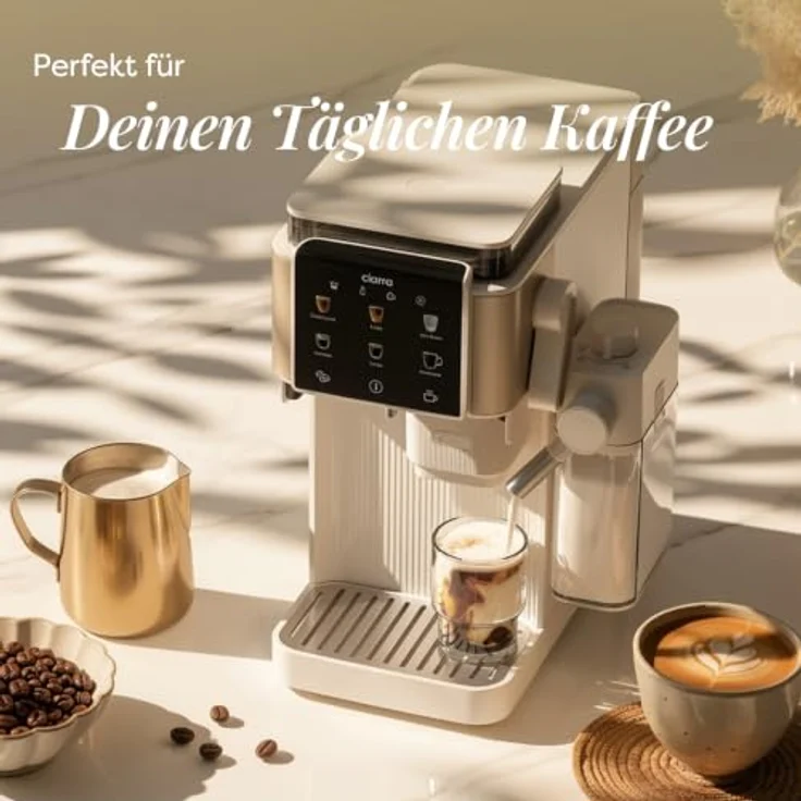 CIARRA Espressomaschine CBSACM-D6, automatischer Tampen, 15 Bar, Touch-Display, mit integriertem Mahlwerk und abnehmbarem Milchbehälter – Bild 2